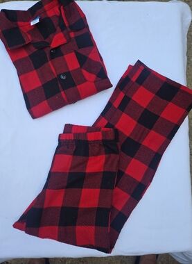 Old Navy Red and Black Buffalo Plaid Kids Pajama Set